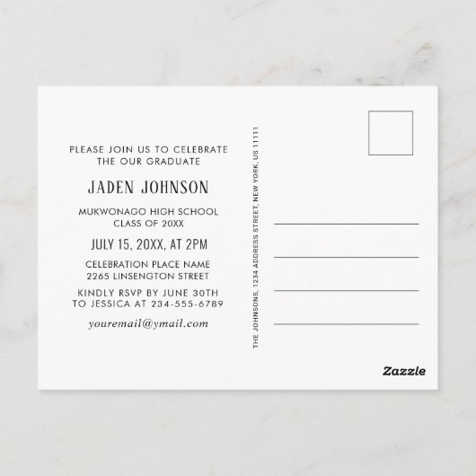 Moderne foto afstuderen partij uitnodiging (Achterkant)