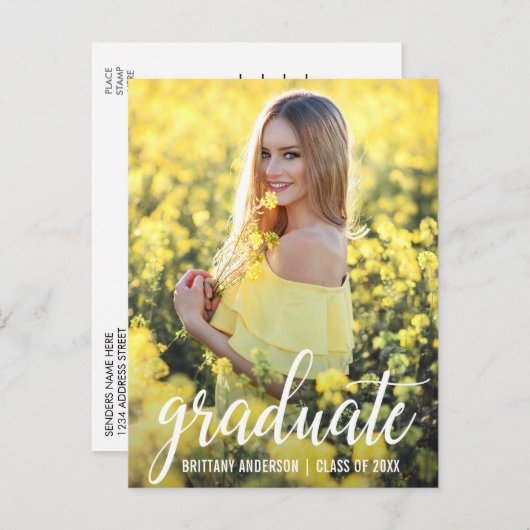 Moderne foto afstuderen partij uitnodiging W (Voorkant / Achterkant)