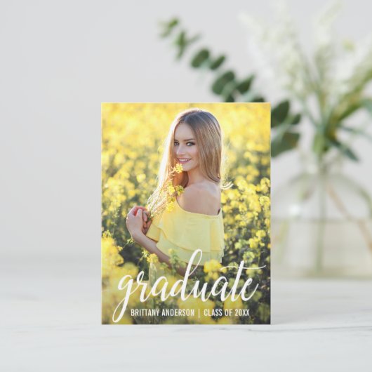 Moderne foto afstuderen partij uitnodiging W (Staand voorkant)