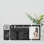 Moderne Foto Afstuderen Party Event Ticket QR Code Kaart (Staand voorkant)