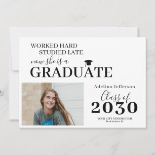 Moderne foto afstuderen typografische afstuderen aankondiging
