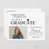 Moderne foto afstuderen typografische afstuderen uitnodiging briefkaart (Voorkant / Achterkant)