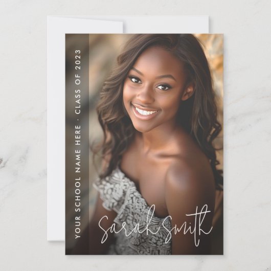 Moderne foto afstuderen zwart aankondiging (Voorkant)