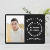 Moderne foto Afstuderen zwarte en witte strepen Aankondiging (Staand voorkant)