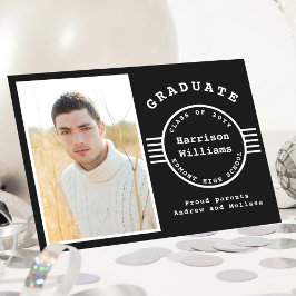 Moderne foto Afstuderen zwarte en witte strepen Aankondiging