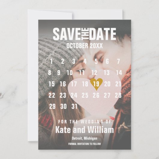 Moderne foto-agenda chic goud liefde hart save the date (Voorkant)