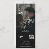 Moderne foto alles in één QR code rsvp zwart bruil Kaart (Voorkant)