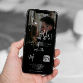 Moderne foto alles in één QR code rsvp zwart bruil Kaart