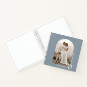 Moderne foto-arch Dusty Blue Wedding Guest Book Notitieboek (Binnen)