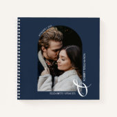 Moderne foto-arch marinemacht Blue Wedding Guest B Notitieboek (Voorkant)