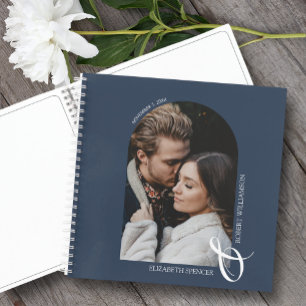 Moderne foto-arch marinemacht Blue Wedding Guest B Notitieboek