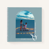 Moderne foto-arch Slate Blue Wedding Guest Book Notitieboek (Voorkant)