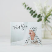 Moderne foto baby bedankt script aangepast briefkaart (Staand voorkant)