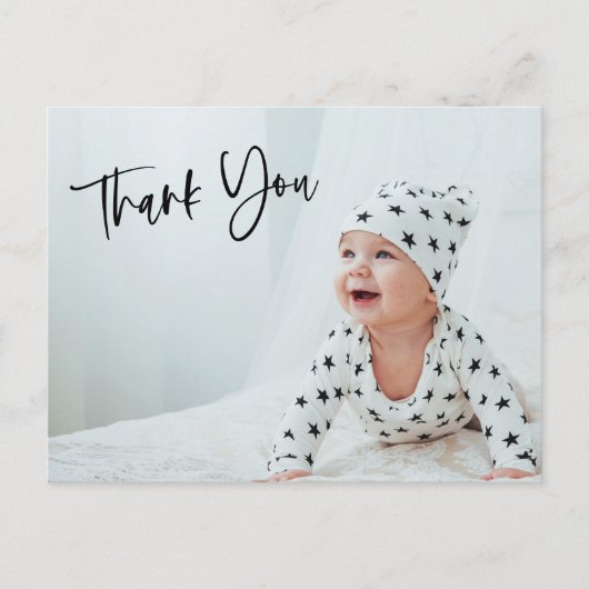 Moderne foto baby bedankt script aangepast briefkaart (Voorkant)