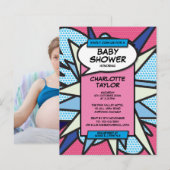 Moderne foto-Baby shower Uitnodiging Briefkaart (Voorkant / Achterkant)