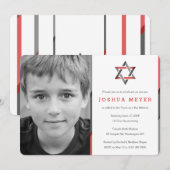 Moderne foto-balie Mitzvah-uitvindingen | Rood en  Kaart (Voorkant / Achterkant)