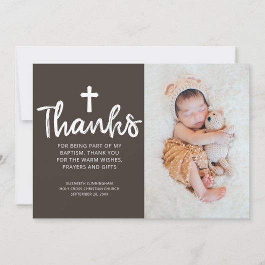 Moderne foto Baptisme Hartelijk dank Bedankkaart (Achterkant)