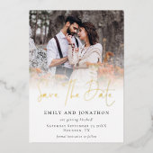 Moderne foto-bedekking - Echte Folie opslaan Datum Folie Uitnodiging (Voorkant)