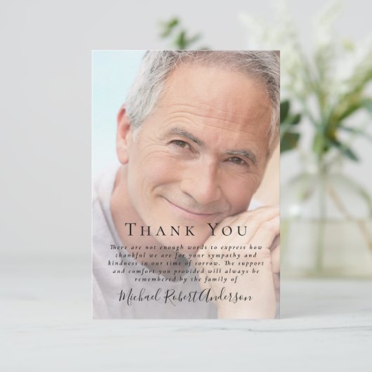 Moderne foto begrafenis bedankkaart (Staand voorkant)