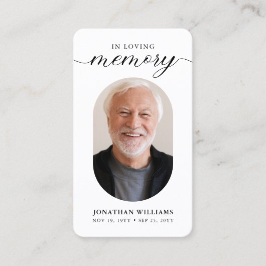 Moderne foto begrafenis gebed contactkaartje (Voorkant)