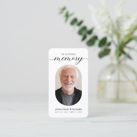 Moderne foto begrafenis gebed contactkaartje (Staand voorkant)