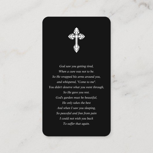 Moderne foto begrafenis gebed contactkaartje (Achterkant)
