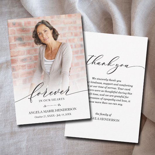 Moderne foto begrafenis herdenking sympathie bedankkaart