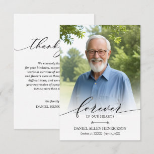 Moderne foto begrafenis herdenking sympathie bedankkaart