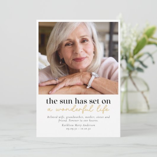 Moderne Foto Begrafenis Orde van Service Programmakaart (Staand voorkant)