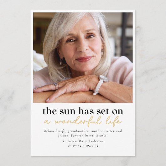 Moderne Foto Begrafenis Orde van Service Programmakaart (Voorkant)