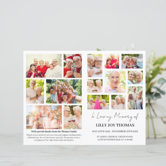 Moderne foto Begrafenisprogramma voor vrouwen (Staand voorkant)