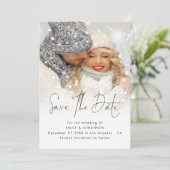 Moderne foto Bekleding QR Code Winter Weddenschap Save The Date (Staand voorkant)