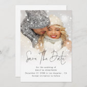 Moderne foto Bekleding QR Code Winter Weddenschap Save The Date (Voorkant / Achterkant)