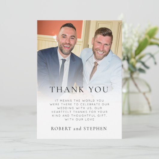 Moderne foto Bekleding QR Gay Weddenschap Bedankt Kaart (Staand voorkant)