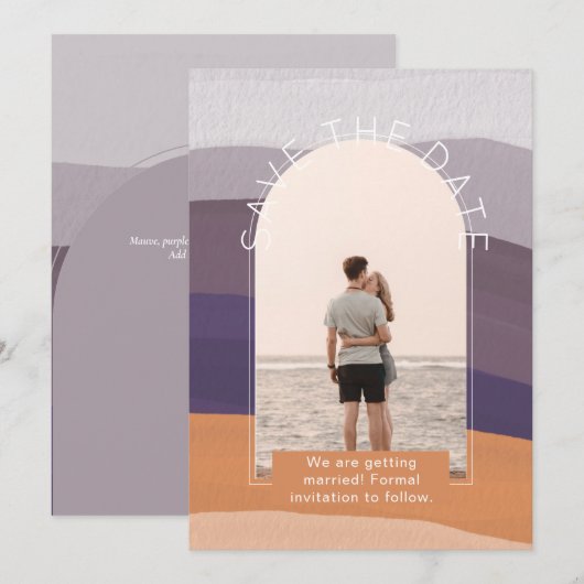 Moderne foto bespaart de Dates Wedding Kaart (Voorkant / Achterkant)