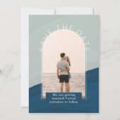 Moderne foto bespaart de Dates Wedding Kaart (Voorkant)