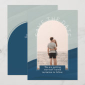 Moderne foto bespaart de Dates Wedding Kaart (Voorkant / Achterkant)