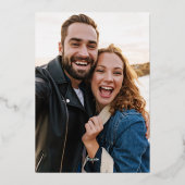 Moderne foto bespaart de datum donkergroen goud folie uitnodiging (Achterkant)