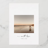 Moderne foto bespaart de datum waarop Real Gold Folie Uitnodiging (Achterkant)