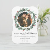 Moderne foto bespaart de datum waarop Rustic Gingh Feestdagenkaart (Staand voorkant)