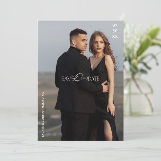 Moderne foto bespaart onze datum kaart (Staand voorkant)