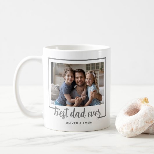 Moderne foto Best Dad Ever-script Koffiemok (Met donut)