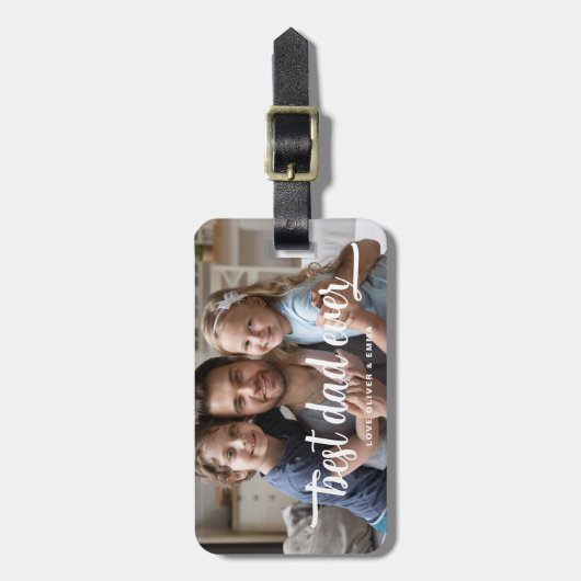Moderne foto beste vader ooit bagagelabel (Voorkant verticaal)