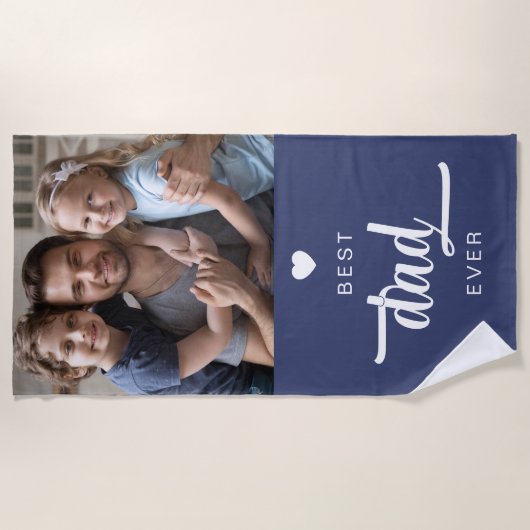 Moderne foto beste vader ooit blauw strandlaken (Voorkant)