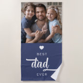 Moderne foto beste vader ooit blauw strandlaken (Voorkant)