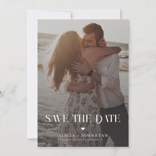Moderne foto bestemming bruiloft save the date (Voorkant)