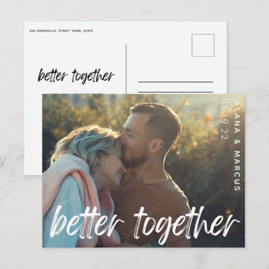 moderne foto beter samen sparen de datum aankondigingskaart (Voorkant / Achterkant)
