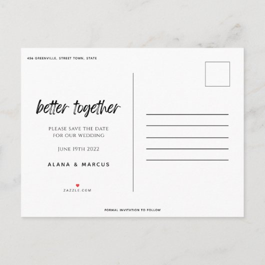 moderne foto beter samen sparen de datum aankondigingskaart (Achterkant)