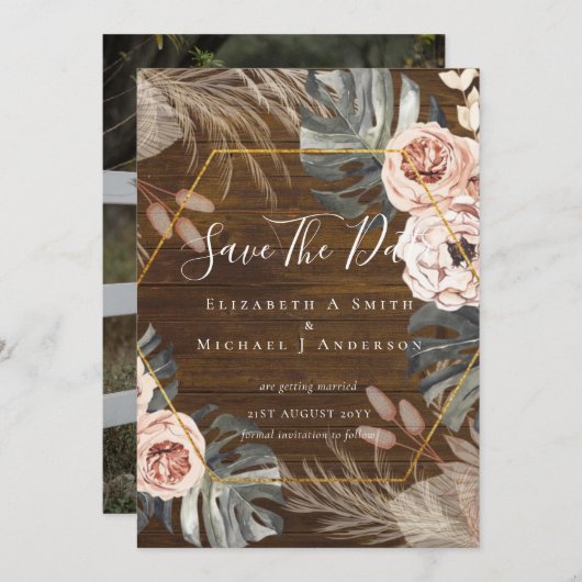 Moderne Foto Bewaar Data PAMPAS Koraal Tropisch (Voorkant / Achterkant)