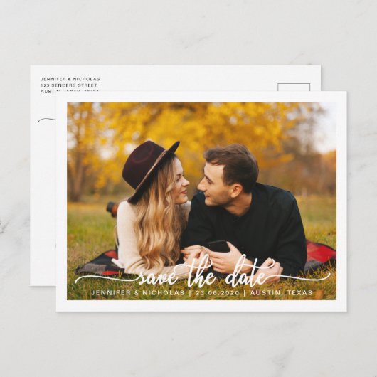 Moderne foto Bewaar de datum aankondiging Briefkaart (Voorkant / Achterkant)